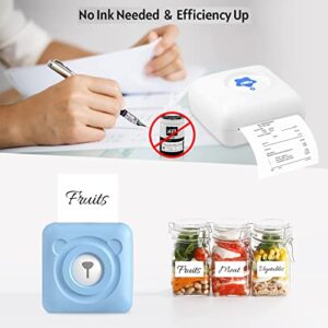 Portable Printer, Mini Printer Wireless Bluetooth Mobile Thermal Printer, Pocket Printer with 1 Roll Printing Paper for Android iOS Smartphone, Inkless Printer for Label Receipt Photo Journal
