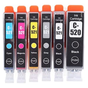 fafeicy ink cartridge abs printing ink cartridge standard size 5% coverage for pixma ip3600 ip4600 ip4700 mx860 printer (bk bk c m y gy 6 colors)