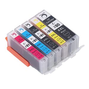 fafeicy ink cartridge set 280 281 5% coverage cartridge combo pack replacement easy installation colorfast printing for pixma ts702 tr7520 (bk bk c m y 5 colors)