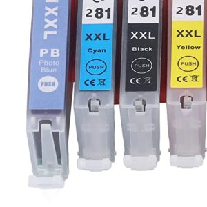 Fafeicy Ink Cartridge Set 280 281 5% Coverage Cartridge Combo Pack Replacement Easy Installation Colorfast Printing for PIXMA TS702 TR7520 (BK BK C M Y PB)