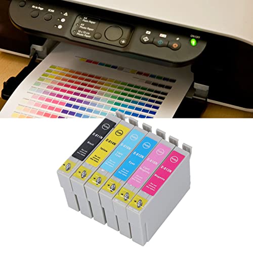 Ink Cartridge BK C M Y LC LM 6 Colors Printing Accessory Part Clear Printing Large Capacity Broad Utility for Photo Paper Document (T0811N/T0812N/T0813N/T0814N/T0815N/T0816N)