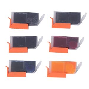 Fafeicy Inkjet Cartridge Replacement ABS Housing Ink Cartridge Accessories Multi Colors for PIXMA Hospital School Government (BK BK C M Y GY 6 Colors)