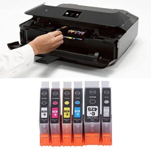 Fafeicy Inkjet Cartridge Replacement ABS Housing Ink Cartridge Accessories Multi Colors for PIXMA Hospital School Government (BK BK C M Y GY 6 Colors)