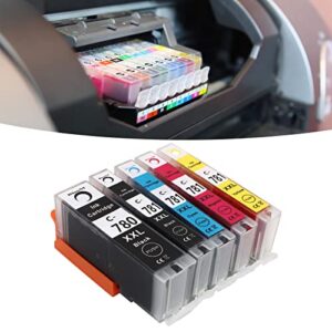 Ink Cartridge Standard Size Clear Fadeless Print Printer Cartridge Replacement for PIXMA TS707 TR8570 TS8170 (BK BK C M Y 5 Colors)