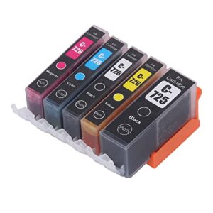 ink cartridge, 725 726 large page capacity fadeless smoothly output printer cartridge with ink, for pixma ip4870 ip4970 ix6560 printer (bk bk c m y 5 colors)