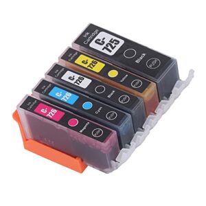 Ink Cartridge, 725 726 Large Page Capacity Fadeless Smoothly Output Printer Cartridge with Ink, for PIXMA IP4870 IP4970 IX6560 Printer (BK BK C M Y 5 Colors)