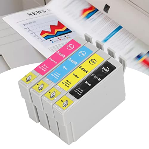 4Pcs Ink Cartridge, BK C M Y Clear Fadeless Printer Cartridge, Print 400 Pages, for Print Photos, Test Papers, Documents