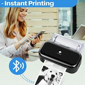 Phomemo M03 Pocket Printer- Portable Printer Photo Printer with 3 Roll 3 Inch Black on White, 77mm x 3.5m, 3 Inch X 11.5 ft, Compatible with iOS + Android for Photos, Journalist, Work, Plan-Black