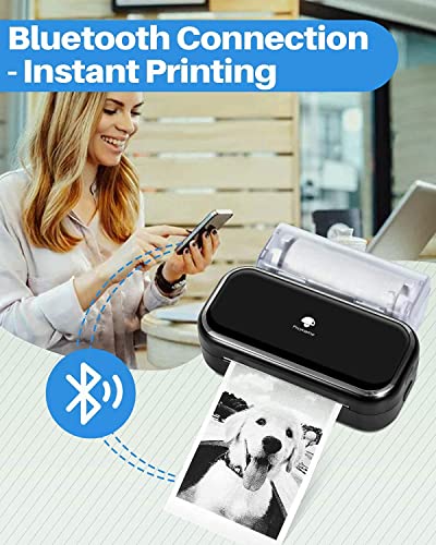 Phomemo M03 Pocket Printer- Portable Printer Photo Printer with 3 Roll 3 Inch Black on White, 77mm x 3.5m, 3 Inch X 11.5 ft, Compatible with iOS + Android for Photos, Journalist, Work, Plan-Black