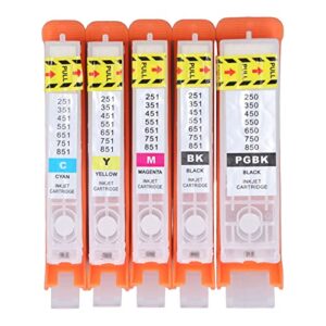 Walfront 5Pcs Ink Cartridge for PIXMA Ink Cartridge Replacement IP7250 MG6350 MG5450 MX925 MX725 MG6450 MG5550 IX6850 Printers