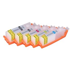 Walfront 5Pcs Ink Cartridge for PIXMA Ink Cartridge Replacement IP7250 MG6350 MG5450 MX925 MX725 MG6450 MG5550 IX6850 Printers