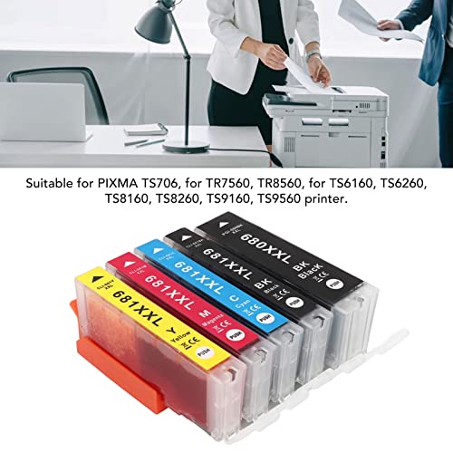 FTVOGUE Multi Color Ink Cartridge Printer Cartridge Replacement for PIXMA TS706 TR7560 TR8560 TS6160 TS6260 (BK BK C M Y 5 Colors)