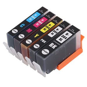 ink cartridge, high page capacity fadeless clear print printer cartridge, for photosmart b8550 b8553 b8558 c6380 c6383 (bk pbk c m y 5 colors)