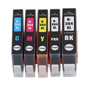 Ink Cartridge, High Page Capacity Fadeless Clear Print Printer Cartridge, for Photosmart B8550 B8553 B8558 C6380 C6383 (BK PBK C M Y 5 Colors)