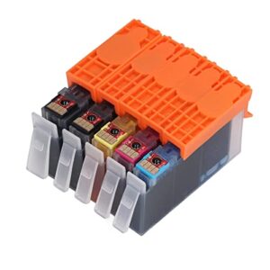 Ink Cartridge, High Page Capacity Fadeless Clear Print Printer Cartridge, for Photosmart B8550 B8553 B8558 C6380 C6383 (BK PBK C M Y 5 Colors)