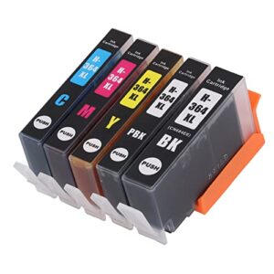 Ink Cartridge, High Page Capacity Fadeless Clear Print Printer Cartridge, for Photosmart B8550 B8553 B8558 C6380 C6383 (BK PBK C M Y 5 Colors)