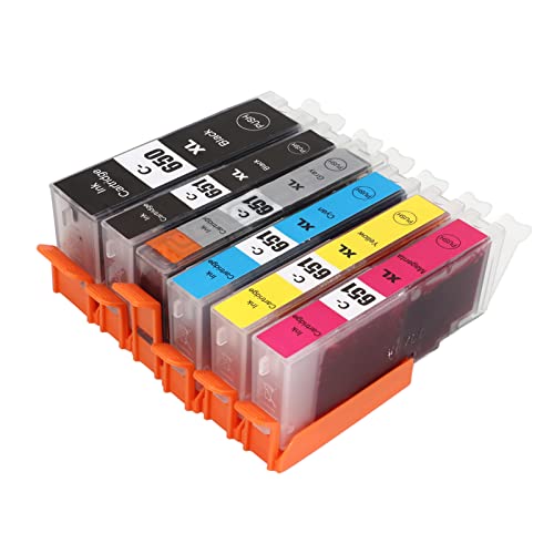 Fafeicy 6pcs Printing Cartridges, Ink Cartridges Replacement Accessory Part for PIXMA MG5460 MG5560 MG5660 MG6360 MG6460 MG6660 (BK BK C M Y 5 Colors)