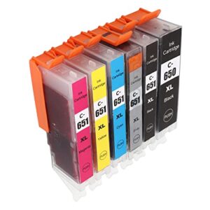 Fafeicy 6pcs Printing Cartridges, Ink Cartridges Replacement Accessory Part for PIXMA MG5460 MG5560 MG5660 MG6360 MG6460 MG6660 (BK BK C M Y 5 Colors)