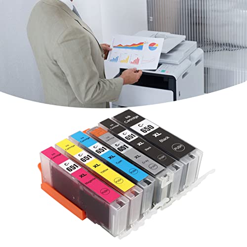 Fafeicy 6pcs Printing Cartridges, Ink Cartridges Replacement Accessory Part for PIXMA MG5460 MG5560 MG5660 MG6360 MG6460 MG6660 (BK BK C M Y 5 Colors)