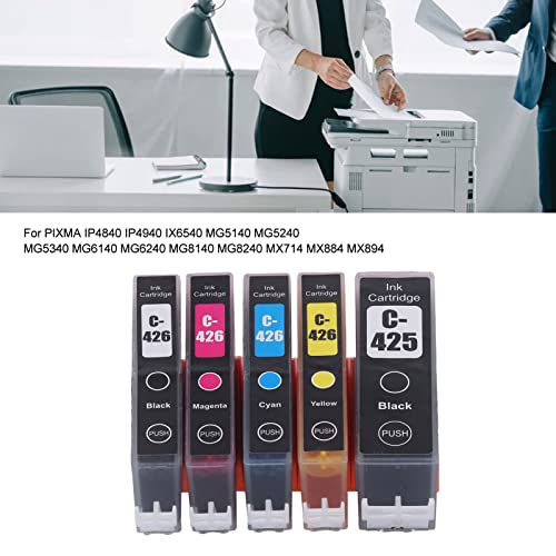 425-426 Ink Cartridge with 5% Coverage, Clear Printing Multi Colors Inkjet Cartridge, for Home, Office, School (BK BK C M Y 5 Colors)