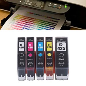 425-426 Ink Cartridge with 5% Coverage, Clear Printing Multi Colors Inkjet Cartridge, for Home, Office, School (BK BK C M Y 5 Colors)