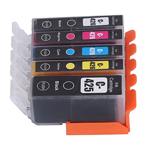 425-426 Ink Cartridge with 5% Coverage, Clear Printing Multi Colors Inkjet Cartridge, for Home, Office, School (BK BK C M Y 5 Colors)