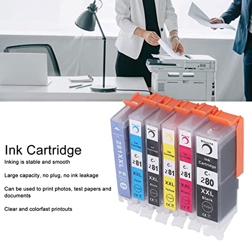 280-281 Ink Cartridge, Output Colorfast Printing Large Capacity Cartridge Combo Pack, Replacement for PIXMA TS702 TR7520 (BK BK C M Y PB)