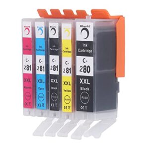 280-281 ink cartridge, output colorfast printing large capacity cartridge combo pack, replacement for pixma ts702 tr7520 (bk bk c m y 5 colors)