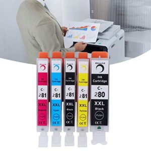 280-281 Ink Cartridge, Output Colorfast Printing Large Capacity Cartridge Combo Pack, Replacement for PIXMA TS702 TR7520 (BK BK C M Y 5 Colors)