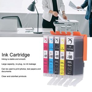 280-281 Ink Cartridge, Output Colorfast Printing Large Capacity Cartridge Combo Pack, Replacement for PIXMA TS702 TR7520 (BK BK C M Y 5 Colors)