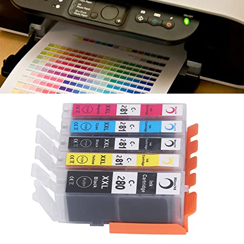 280-281 Ink Cartridge, Output Colorfast Printing Large Capacity Cartridge Combo Pack, Replacement for PIXMA TS702 TR7520 (BK BK C M Y 5 Colors)