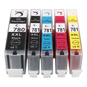 ink cartridge with 5% coverage, smoothly print clear fadeless printer cartridge, for pixma ts707 tr8570 ts8170 (bk bk c m y 5 colors)