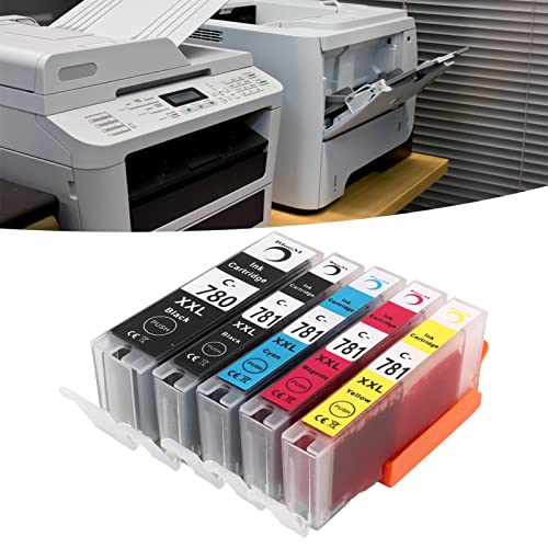 Ink Cartridge with 5% Coverage, Smoothly Print Clear Fadeless Printer Cartridge, for PIXMA TS707 TR8570 TS8170 (BK BK C M Y 5 Colors)