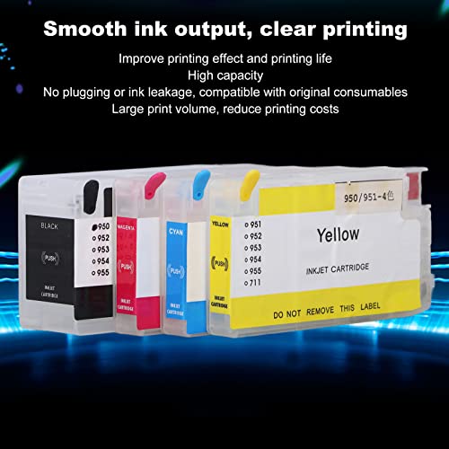 Walfront 4Pcs Ink Cartridge Printer Ink Cartridge for Officejet Pro 251dw 276dw 8100 8600 8610 8620 8630 8640 8650 Printers