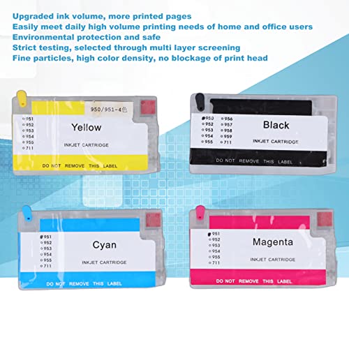 Walfront 4Pcs Ink Cartridge Printer Ink Cartridge for Officejet Pro 251dw 276dw 8100 8600 8610 8620 8630 8640 8650 Printers