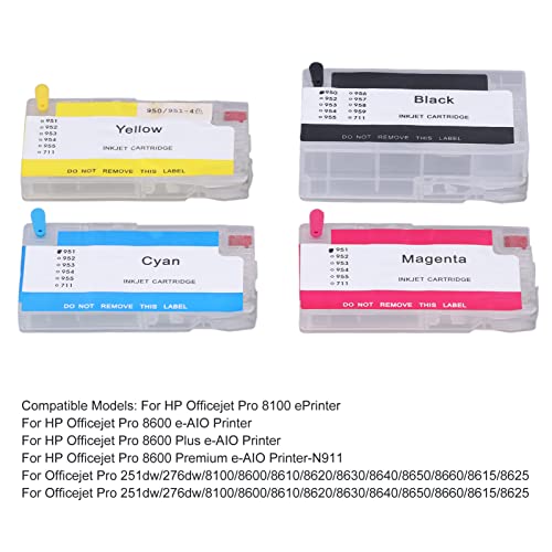 Walfront 4Pcs Ink Cartridge Printer Ink Cartridge for Officejet Pro 251dw 276dw 8100 8600 8610 8620 8630 8640 8650 Printers