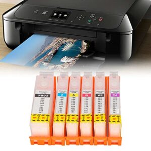 Walfront 6Pcs Ink Cartridge Printer Ink Cartridge Inkjet Cartridge Accessory Set Kit for PIXMA TR7540 TR8540 TS6140 TS8140 TS9140