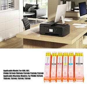 Walfront 6Pcs Ink Cartridge Printer Ink Cartridge Inkjet Cartridge Accessory Set Kit for PIXMA TR7540 TR8540 TS6140 TS8140 TS9140