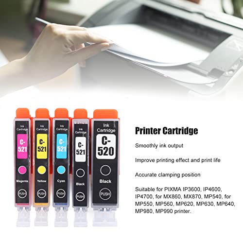 Hilitand Ink Cartridge ABS Printer Cartridge with Ink for Office, Schools, Trade Building Printing Photos, Test Papers, Documents (BK BK C M Y 5 Colors)