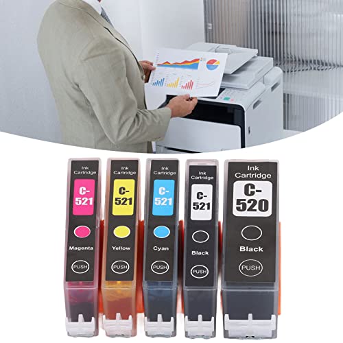 Hilitand Ink Cartridge ABS Printer Cartridge with Ink for Office, Schools, Trade Building Printing Photos, Test Papers, Documents (BK BK C M Y 5 Colors)