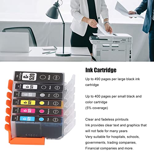 Hilitand Ink Cartridge ABS Printer Cartridge with Ink for Office, Schools, Trade Building Printing Photos, Test Papers, Documents (BK BK C M Y GY 6 Colors)