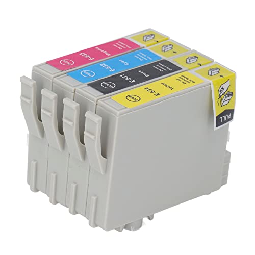 Hilitand 4PCS Ink Cartridge Smoothly Ink Output Large Capacity 4 Colors BK C M Y Cartridge Combo Pack for Printer Accessories (T0631/T0632/T0633/T0634)