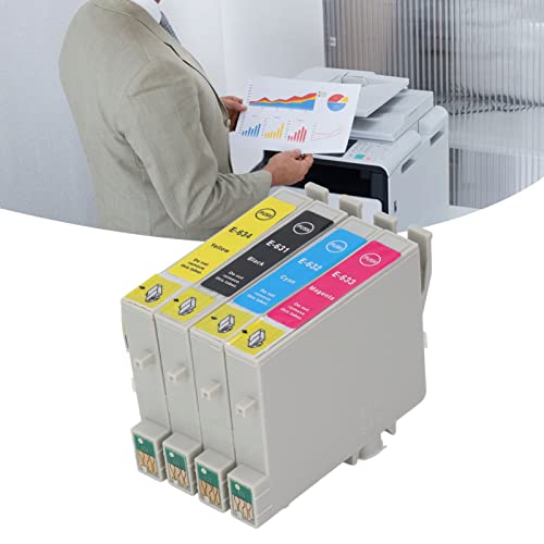 Hilitand 4PCS Ink Cartridge Smoothly Ink Output Large Capacity 4 Colors BK C M Y Cartridge Combo Pack for Printer Accessories (T0631/T0632/T0633/T0634)