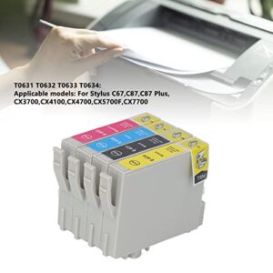 Hilitand 4PCS Ink Cartridge Smoothly Ink Output Large Capacity 4 Colors BK C M Y Cartridge Combo Pack for Printer Accessories (T0631/T0632/T0633/T0634)