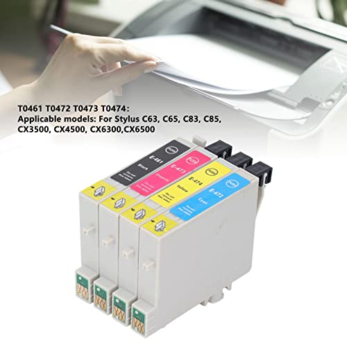 Hilitand 4PCS Ink Cartridge Smoothly Ink Output Large Capacity 4 Colors BK C M Y Cartridge Combo Pack for Printer Accessories (T0461/T0472/T0473/T0474)
