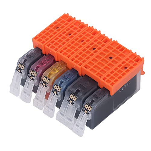 Hilitand Multi Colors Inkjet Cartridge ABS Housing Printer Ink Cartridges Smoothly Ink Output Inkjet Cartridge for Printer Part Replacement (BK BK C M Y GY 6 Colors)