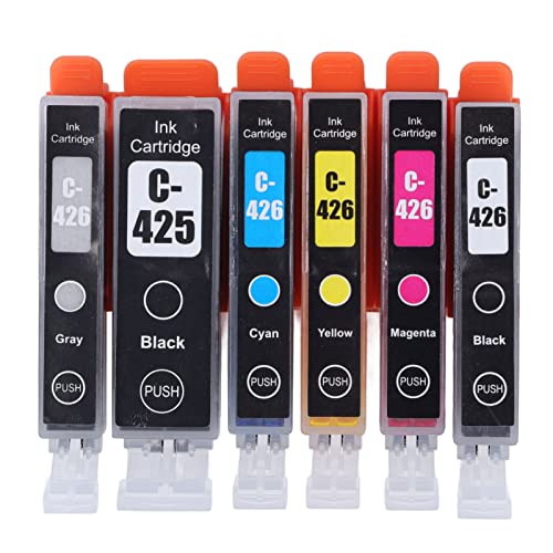 Hilitand Multi Colors Inkjet Cartridge ABS Housing Printer Ink Cartridges Smoothly Ink Output Inkjet Cartridge for Printer Part Replacement (BK BK C M Y GY 6 Colors)