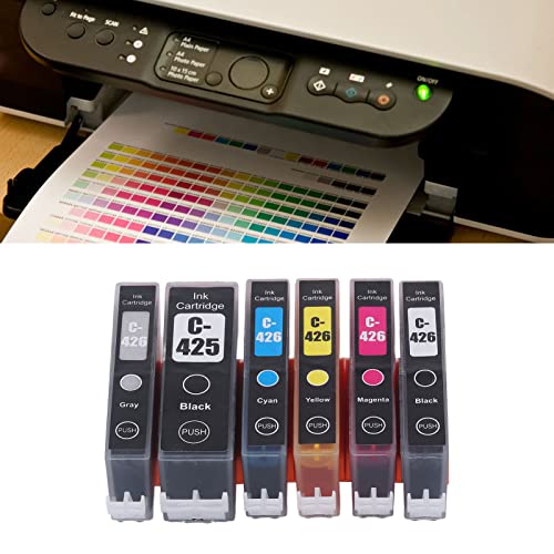 Hilitand Multi Colors Inkjet Cartridge ABS Housing Printer Ink Cartridges Smoothly Ink Output Inkjet Cartridge for Printer Part Replacement (BK BK C M Y GY 6 Colors)