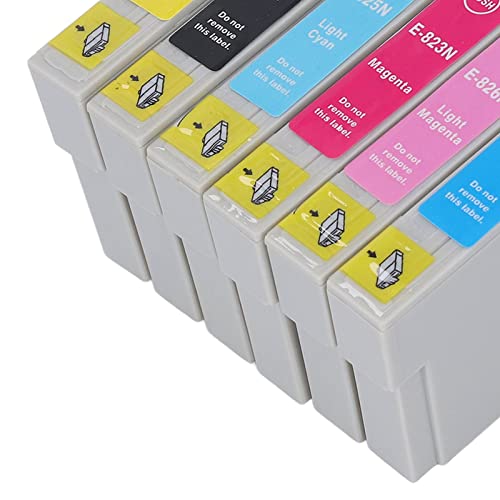 Hilitand Printing Ink Cartridge Ink Cartridge BK C M Y LC LM 6 Colors Printing Accessory Part for Photo Paper Document (T0821N/T0822N/T0823N/T0824N/T0825N/T0826N)