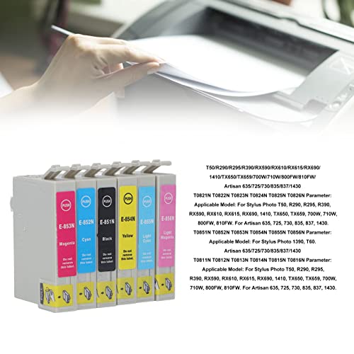 Hilitand Printing Ink Cartridge Ink Cartridge BK C M Y LC LM 6 Colors Printing Accessory Part for Photo Paper Document (T0811N/T0812N/T0813N/T0814N/T0815N/T0816N)